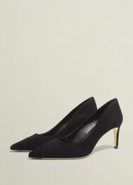 Leila Suede Court Shoes, Black, hi-res