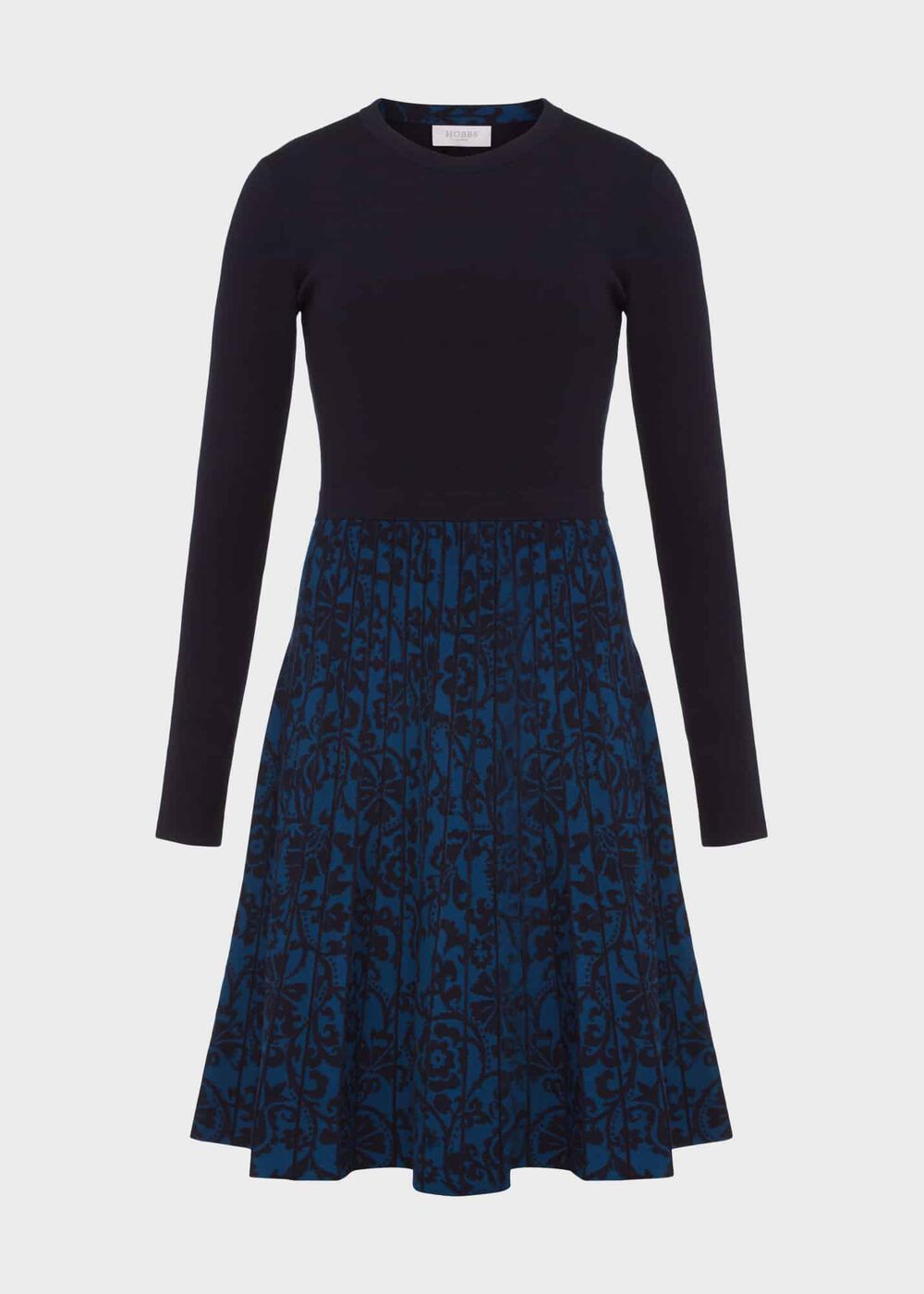 Gill Knitted Dress, Hobbs Navy Blue, hi-res