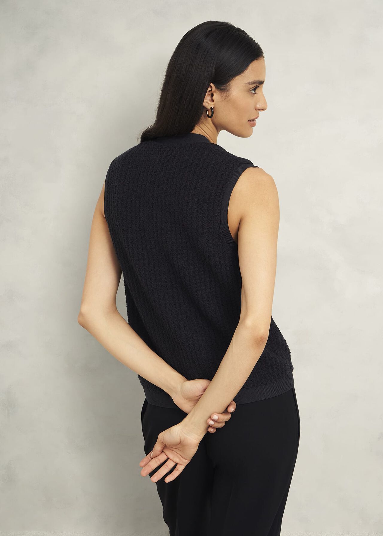 Tatton Knitted Tank Top, Black, hi-res