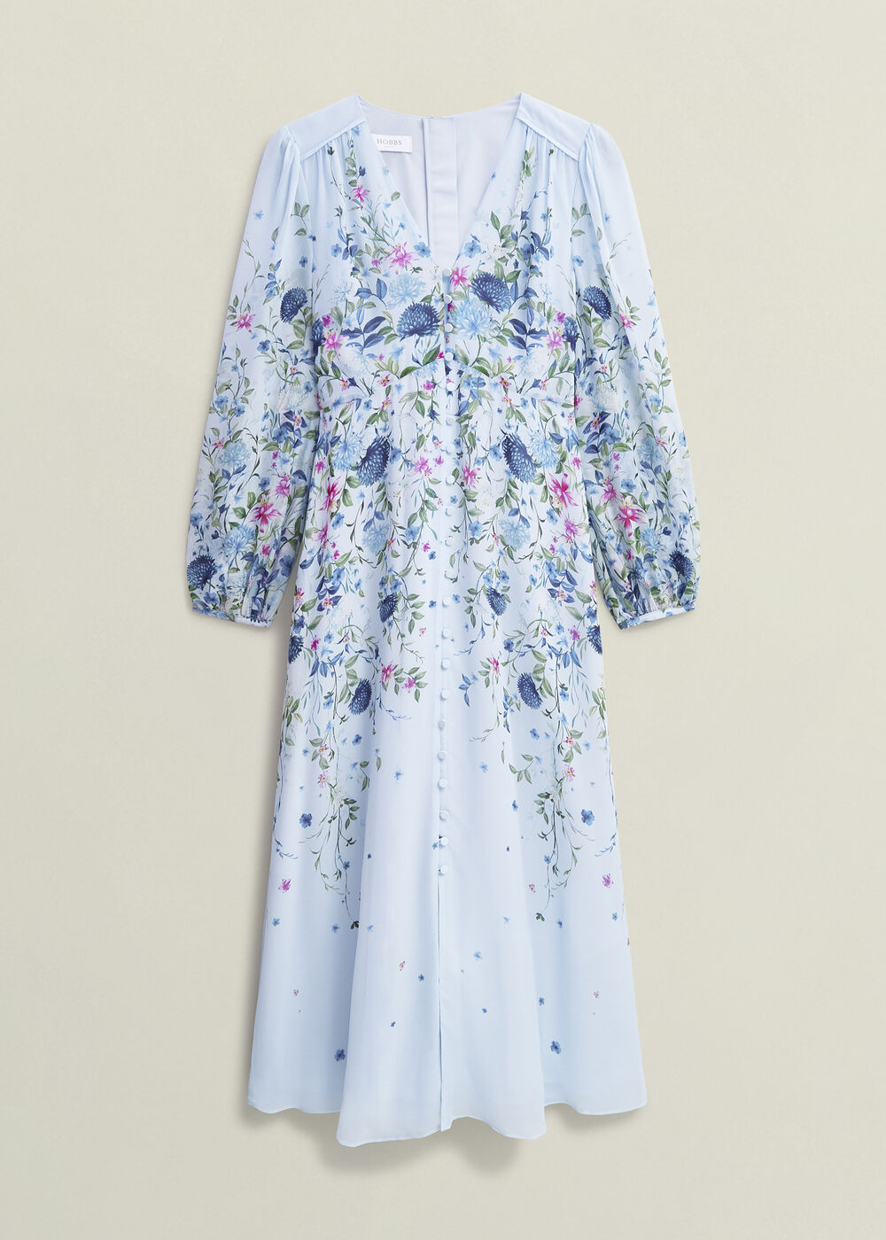 Caversham Floral Silk Dress, Blue Multi, hi-res