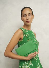 Renata Suede Clutch, Cilantro Green, hi-res