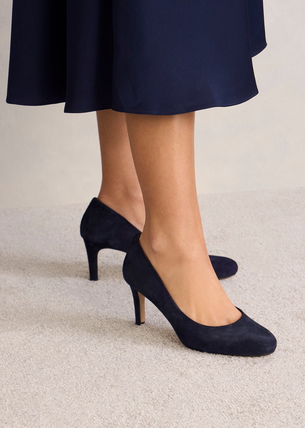Lizzie Suede Court Shoes, Midnight Navy, hi-res