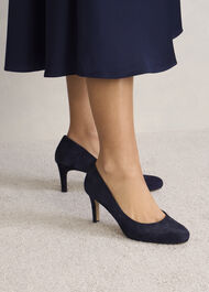 Lizzie Suede Court Shoes, Midnight Navy, hi-res