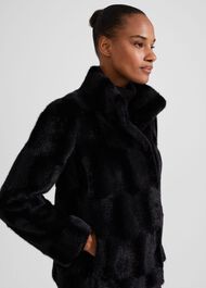 Andrea Faux Fur Coat, Black, hi-res