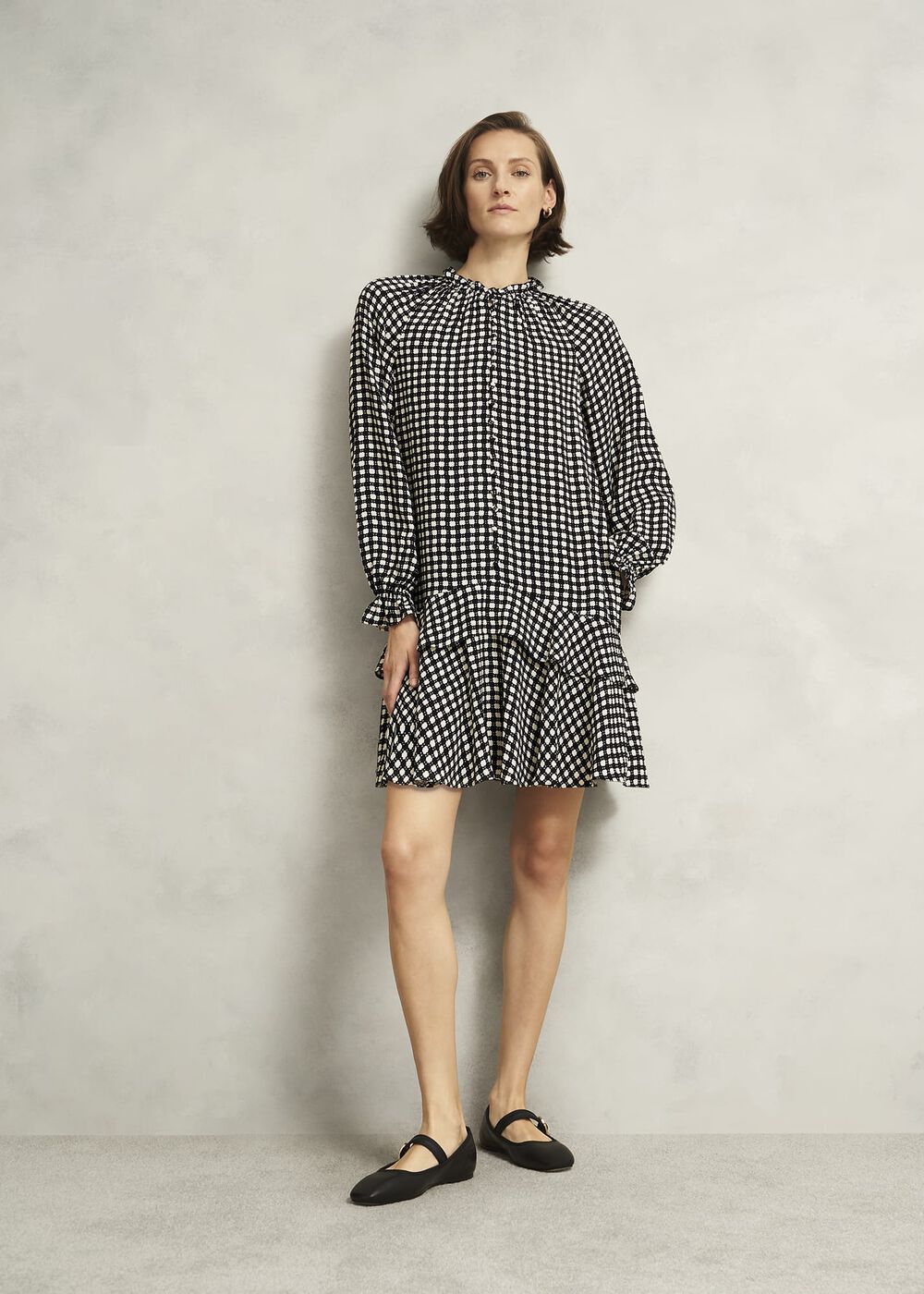 Hewlett Geo Mini Dress, Black Cream, hi-res