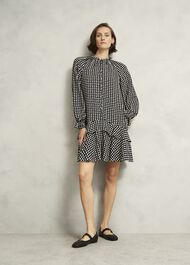 Hewlett Geo Mini Dress, Black Cream, hi-res
