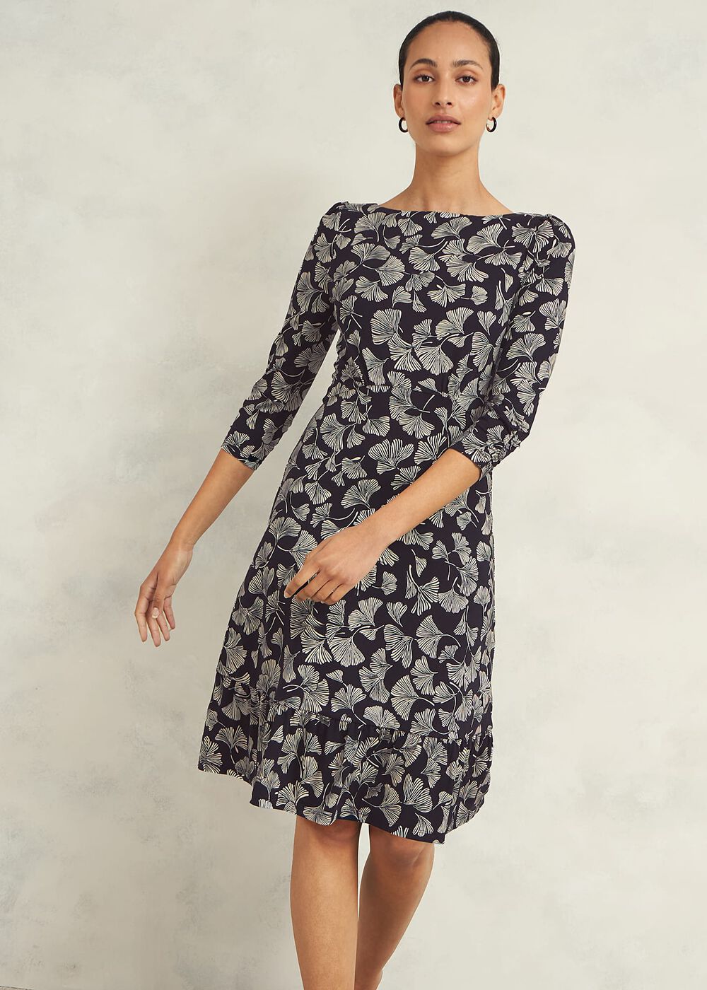 Petite Ginny Jersey Dress, Navy Cream, hi-res