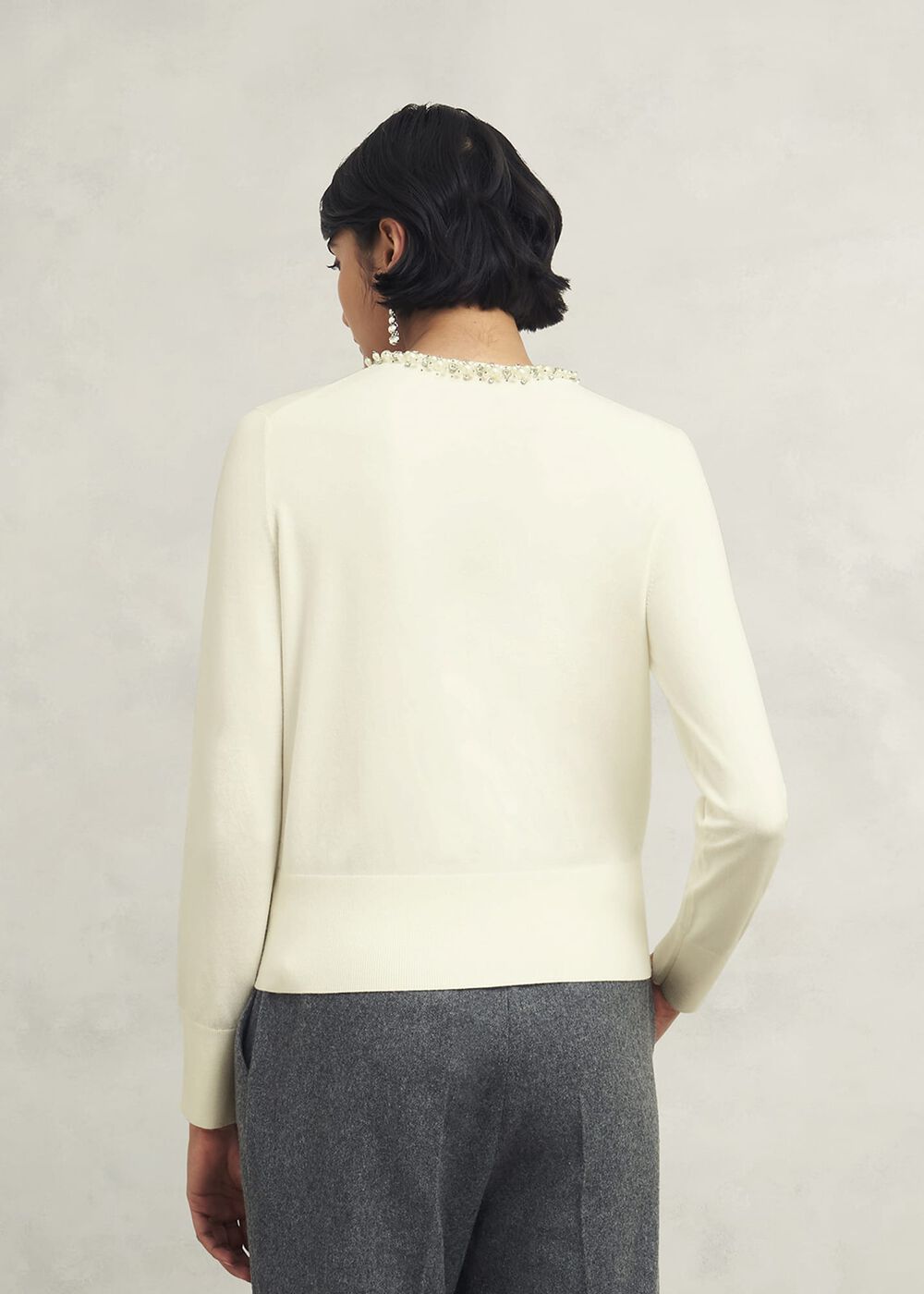 Oakley Beaded Cardigan, Ivory, hi-res