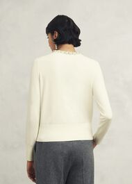 Oakley Beaded Cardigan, Ivory, hi-res