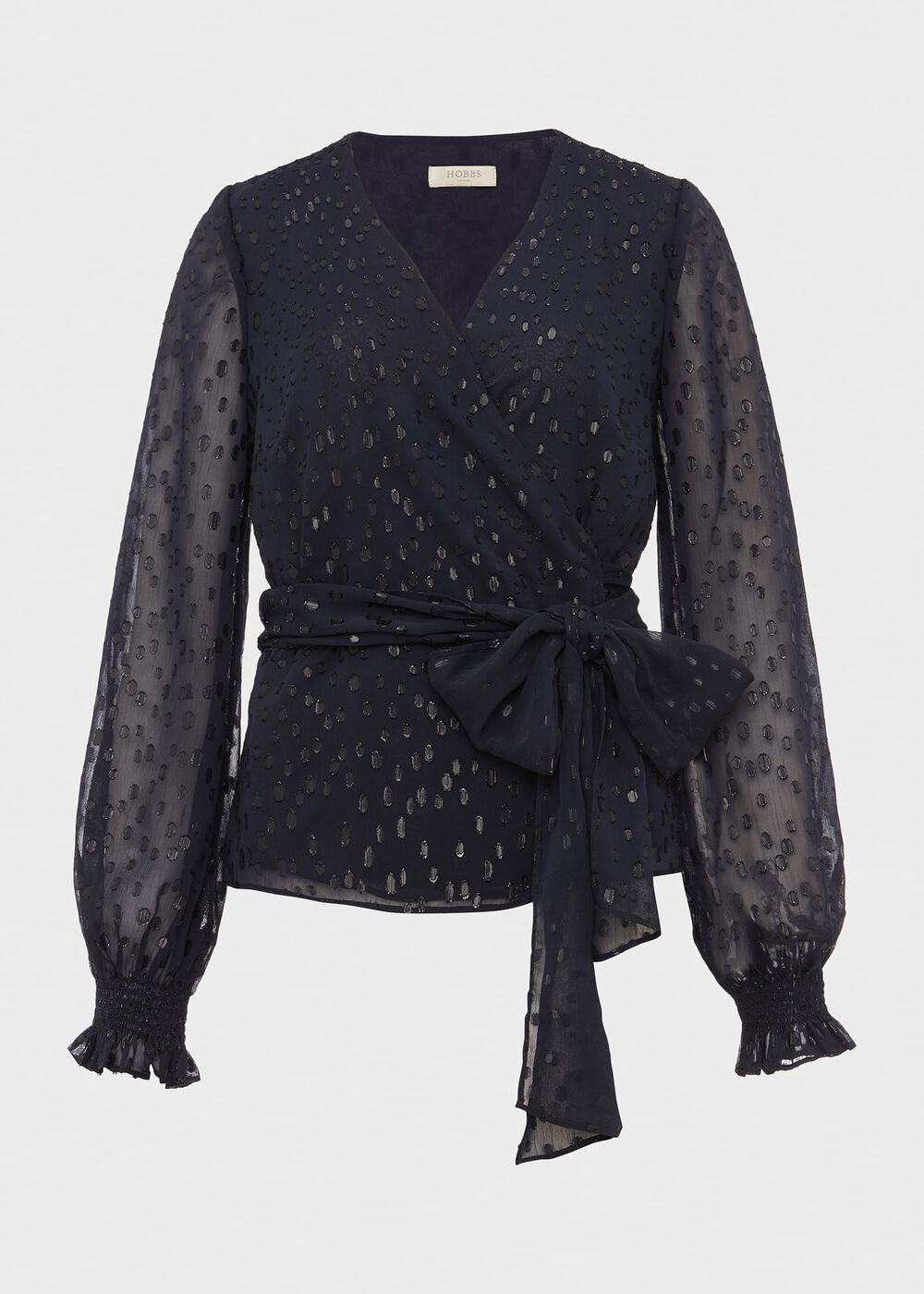 Elizabeth Lurex Blouse, Navy, hi-res
