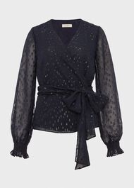 Elizabeth Lurex Blouse, Navy, hi-res
