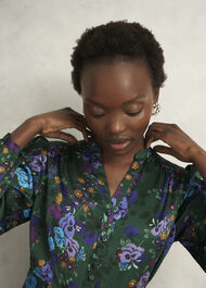 Fatima Tie Belted Dress, Green Multi, hi-res