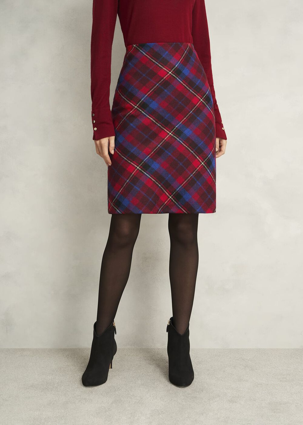 Daphne Wool Skirt, Red Multi, hi-res