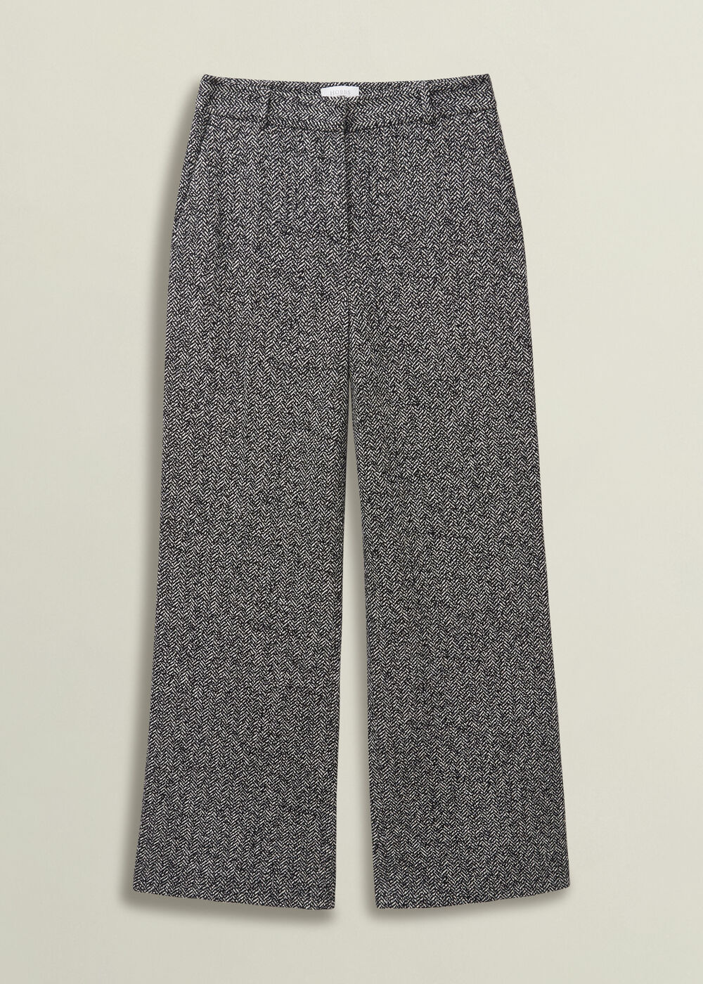 Petite Marlyn Wool Jersey Wide Trousers, Black White, hi-res