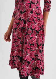 Mabel Jersey Dress, Black Pink, hi-res