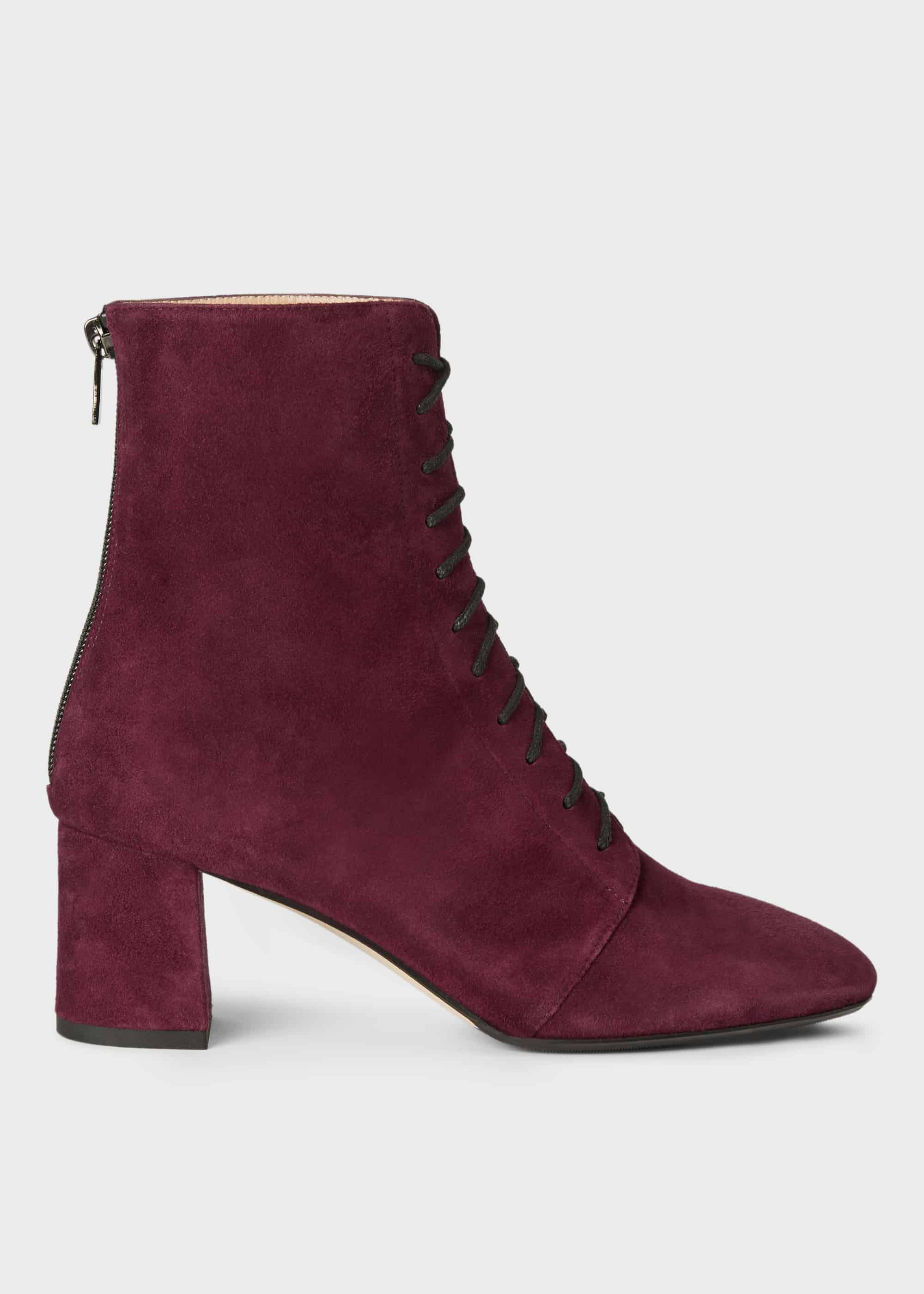 maroon lace up boots
