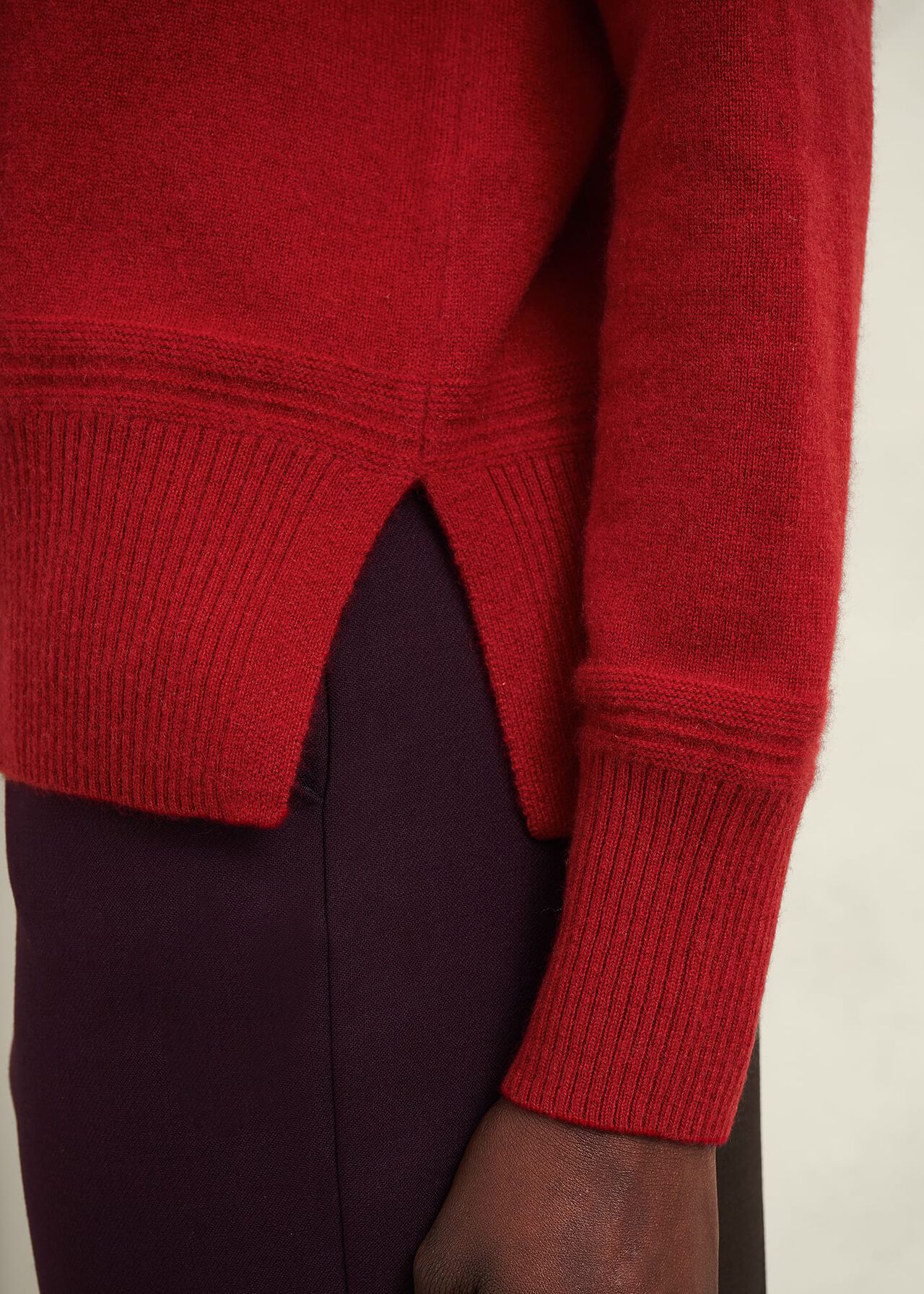Delora Cashmere Roll Neck Sweater, Pomegranate Red, hi-res