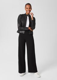 Fran Leather Jacket, Black, hi-res