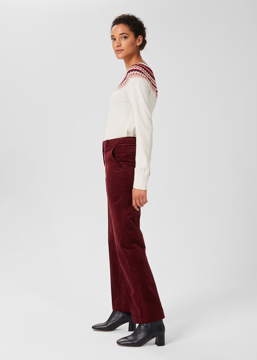 Kassandra Cord Pants, Dark Red, hi-res