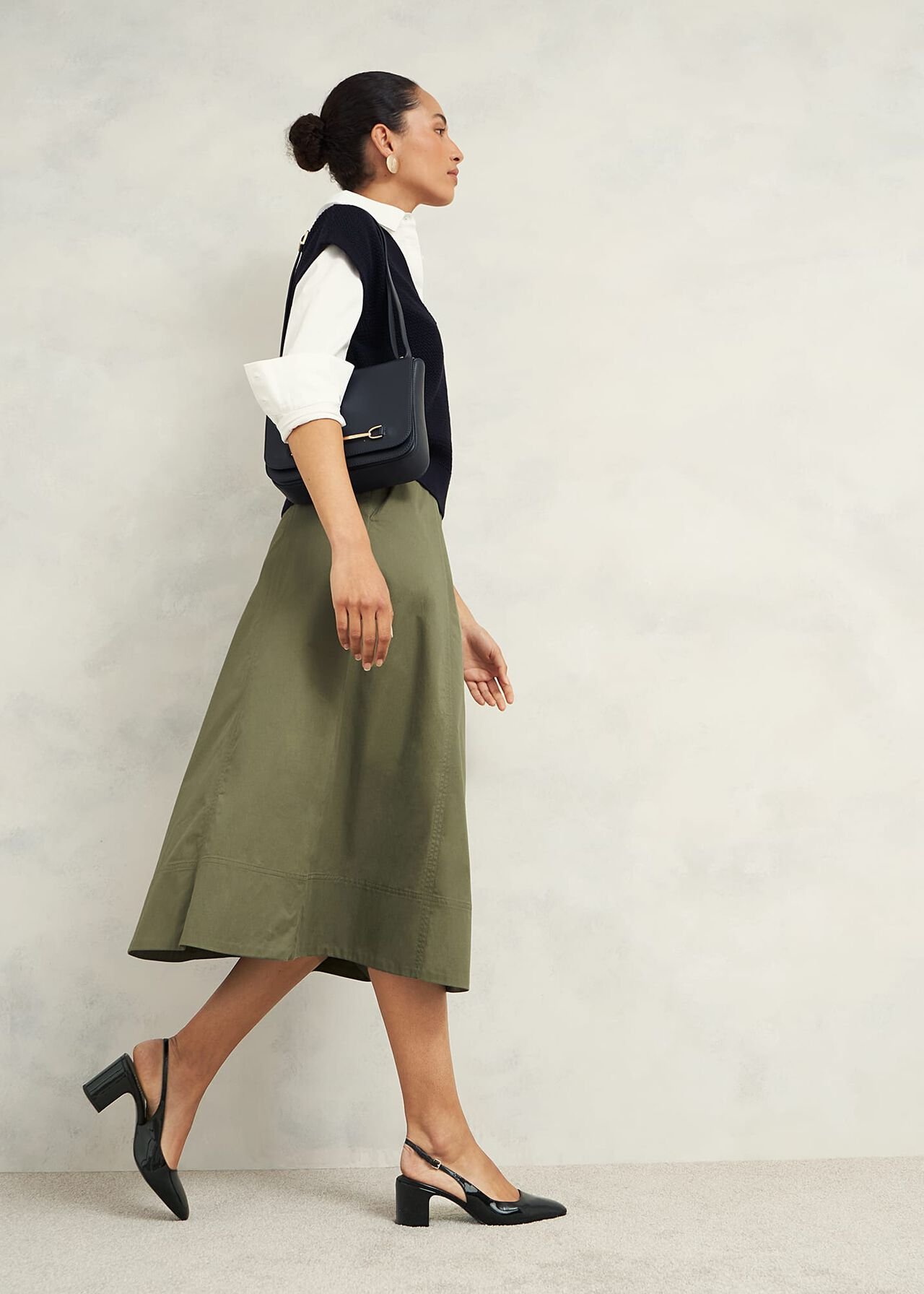 Avril Cotton Skirt, Sage Green, hi-res