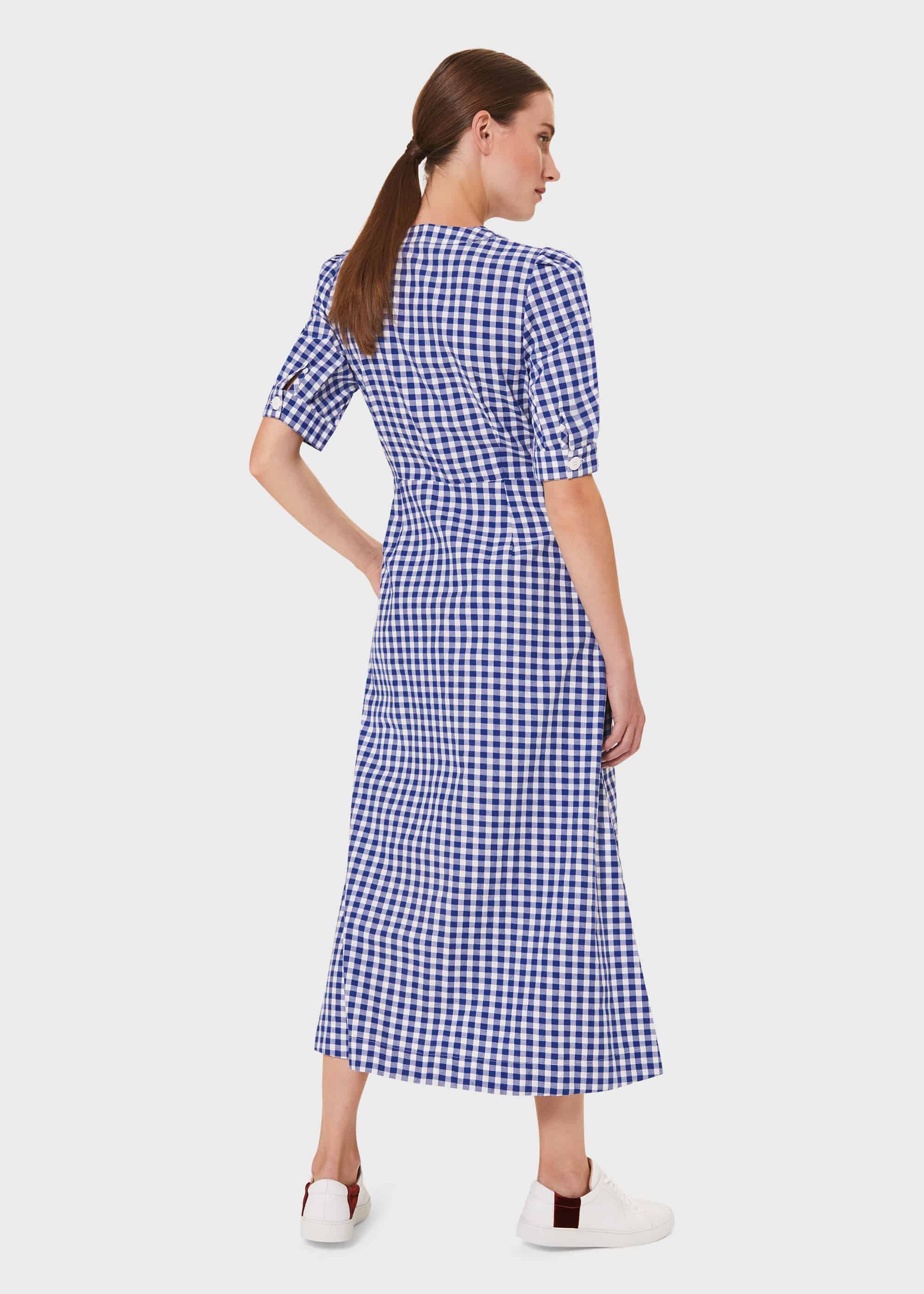 blue white gingham dress