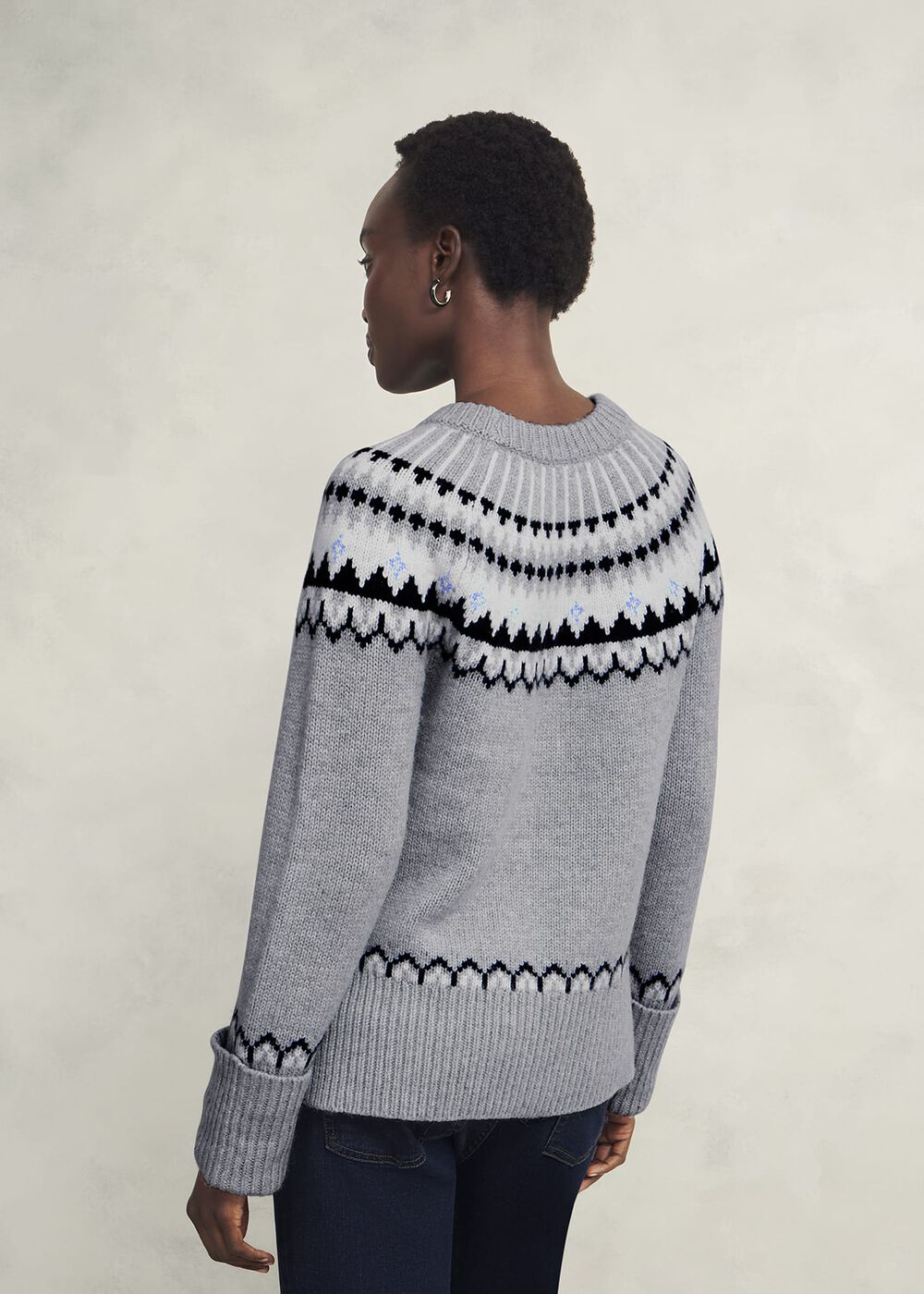 Anya Fairisle Sweater With Alpaca, Mid Grey Marl, hi-res