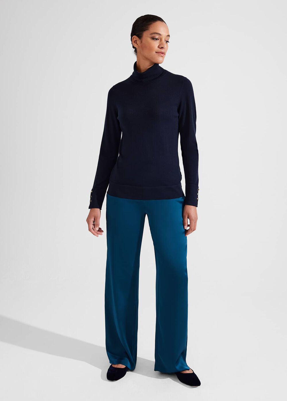 Judith Satin Pants, Steel Blue, hi-res