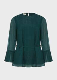 Melodie Pleat Detail Top, Pine Green, hi-res