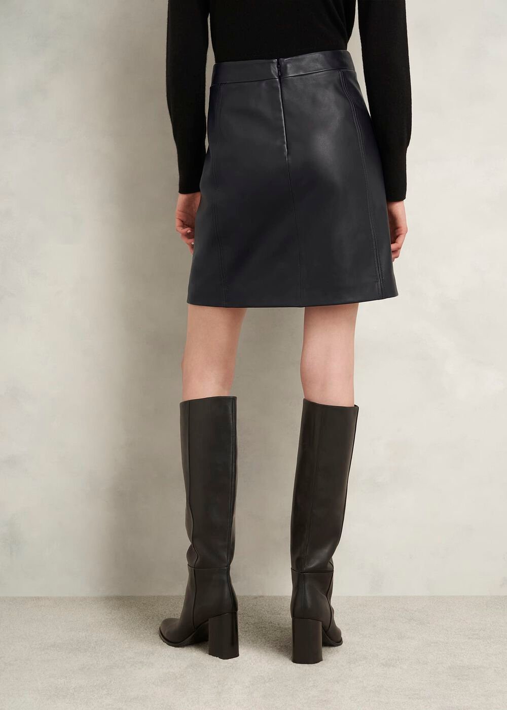Annabelle Leather Skirt, Black, hi-res