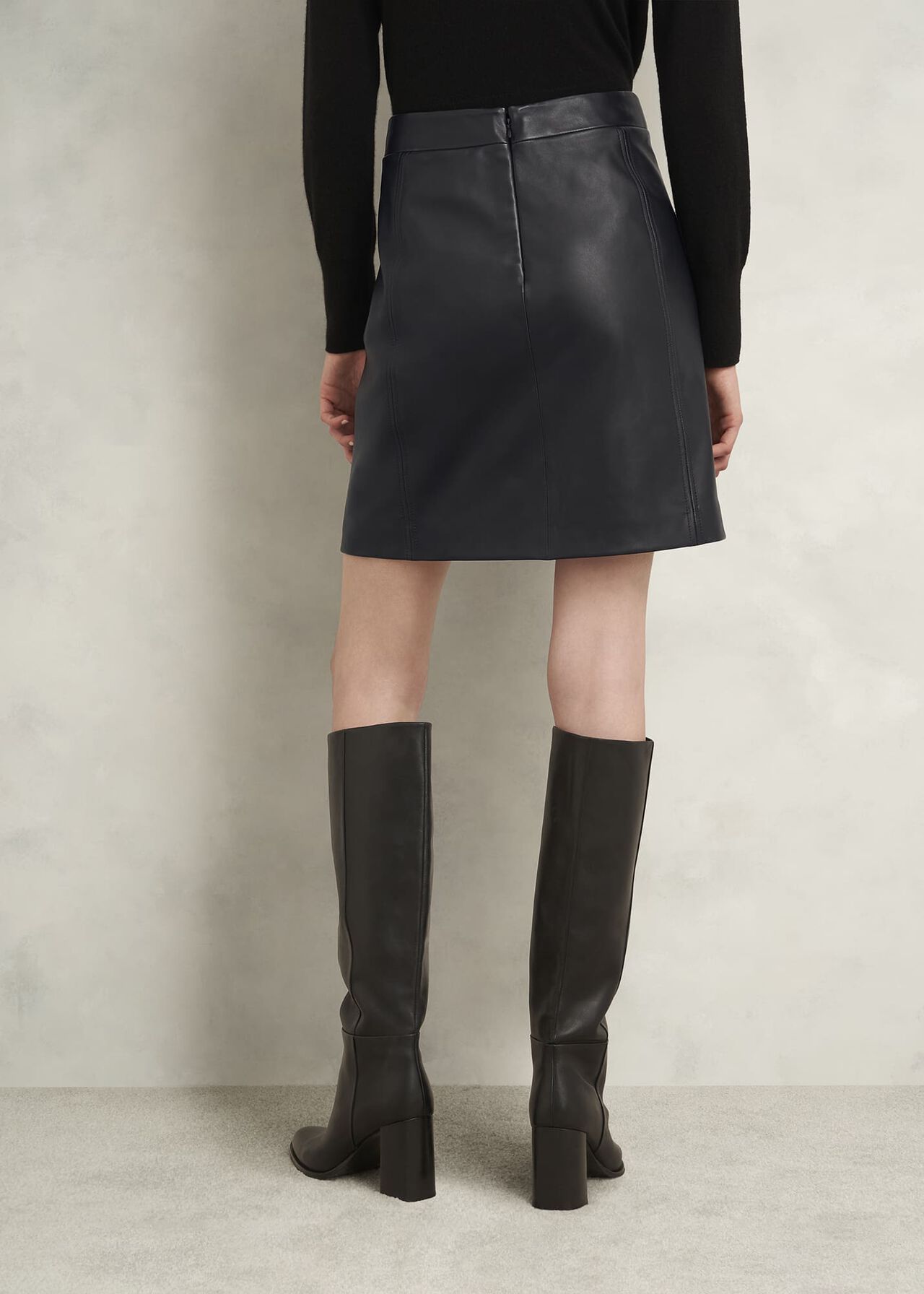 Annabelle Leather Skirt, Black, hi-res