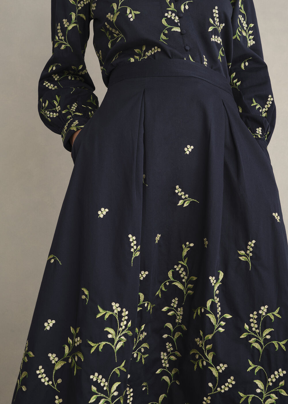 Annie Floral Embroidered Skirt, Midnight Multi, hi-res
