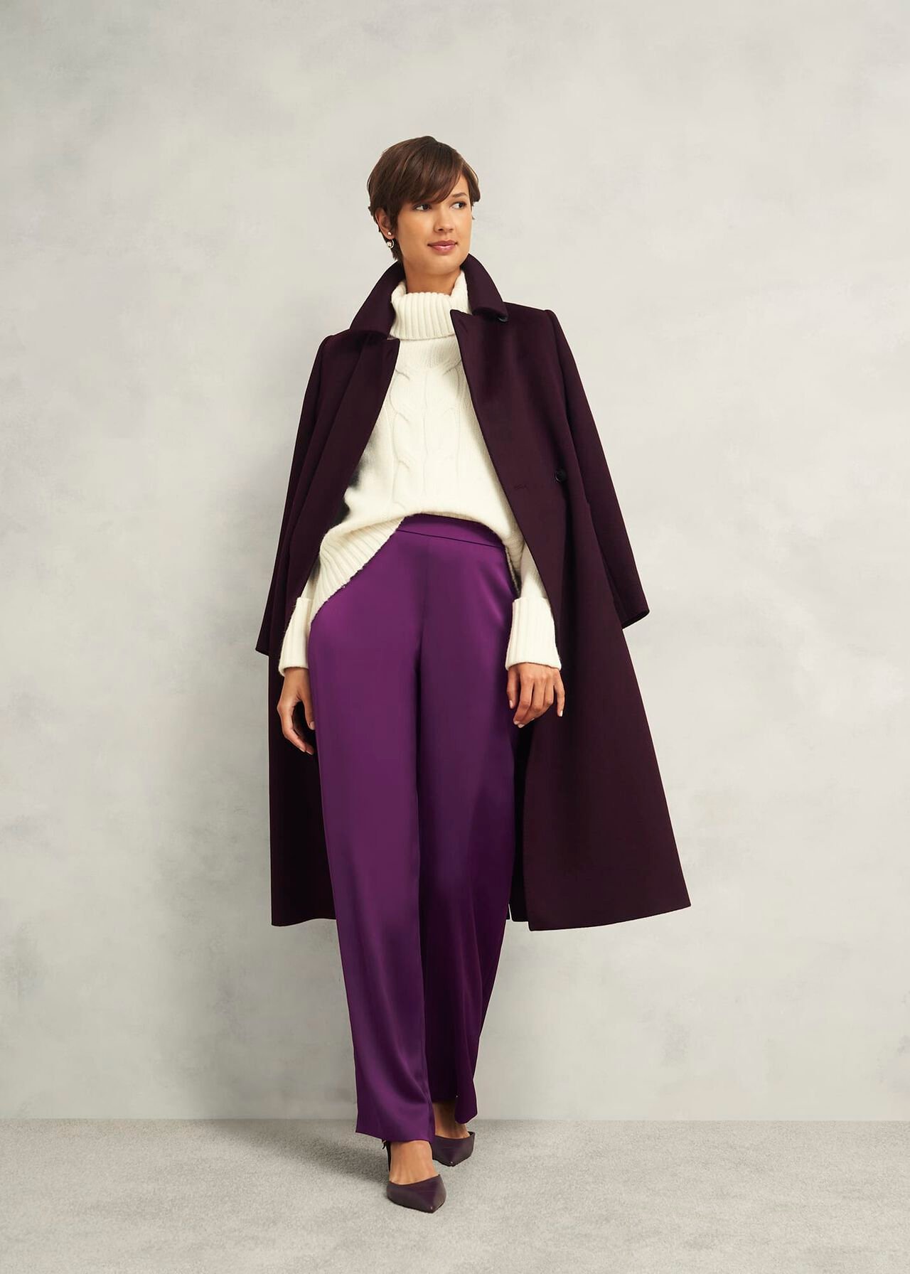 Judith Satin Trousers, Vibrant Purple, hi-res