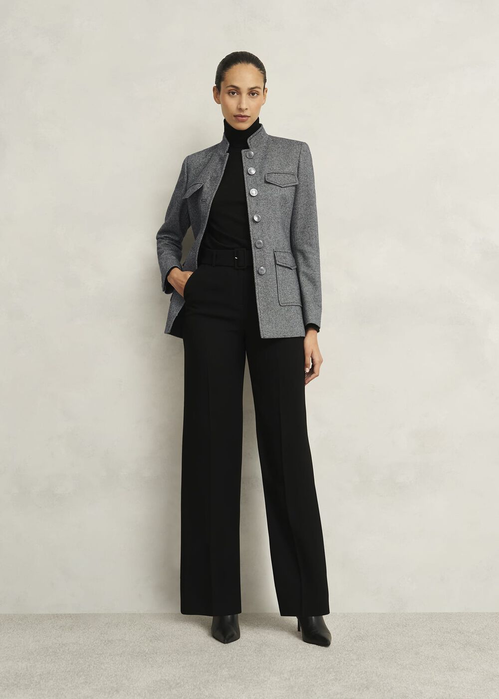 Hetty Wool Blend Coat, Black White, hi-res