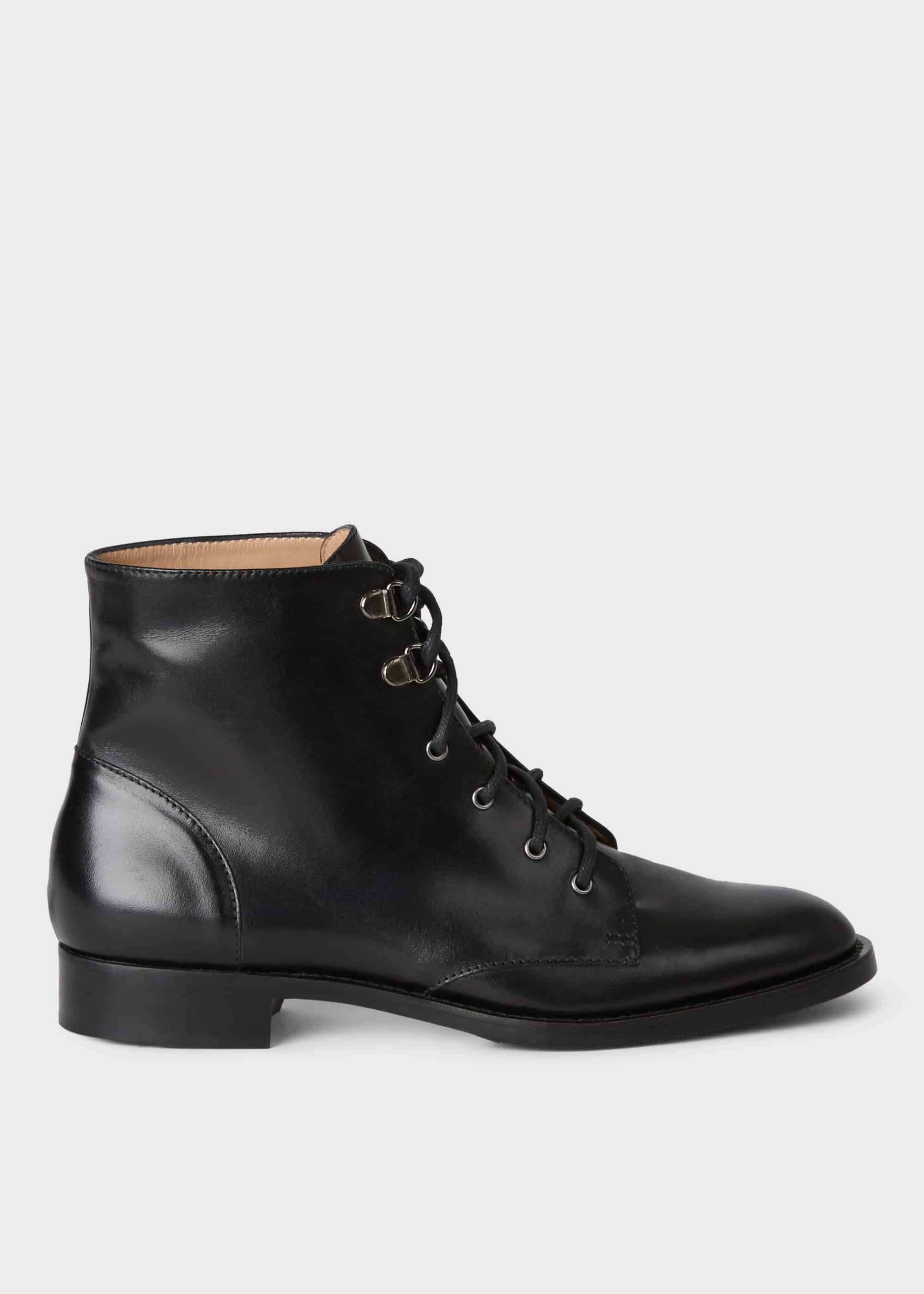 black ankle tie up boots