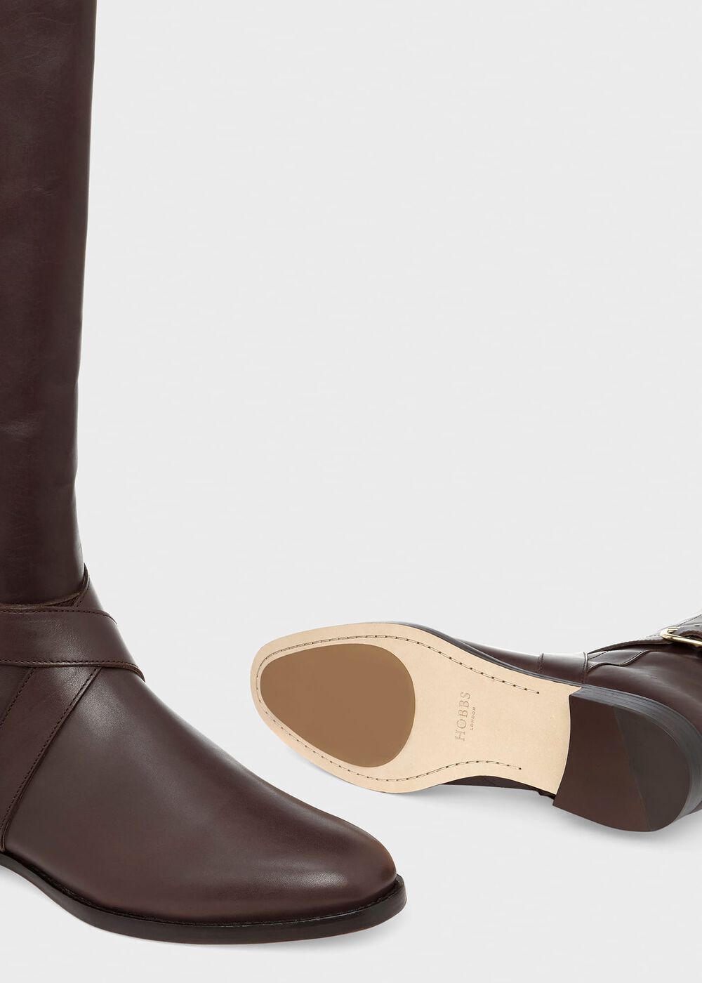 Lisette Leather Knee Boot, Dark Brown, hi-res