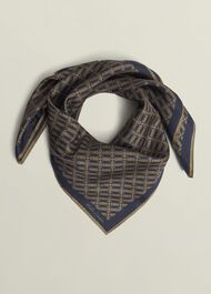 Bria Silk Scarf, Navy Camel, hi-res