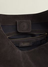 Blakely Suede Shoulder Bag, Deep Brown, hi-res