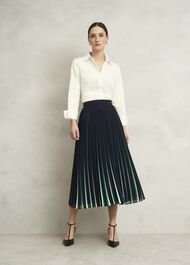 Vida Pleated Skirt, Navy Green, hi-res