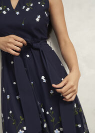 Aria Floral Embroidered Dress, Midnight Blue, hi-res