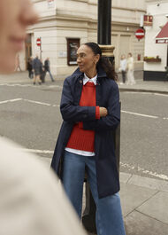 Vivienne Shower Resistant Trench Coat, Navy, hi-res