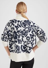 Kyra Jacquard Sweater, Ivory Black, hi-res