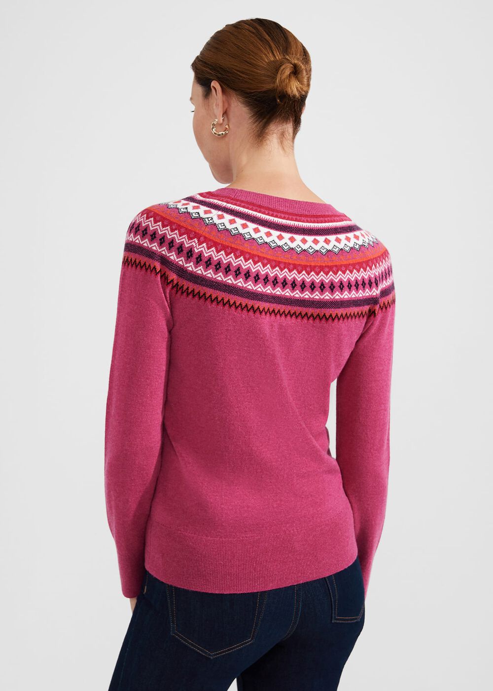 Greta Fairisle Sweater With Cashmere, Pink Multi, hi-res