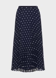Losie Spot Pleated Skirt, Navy Ivory, hi-res