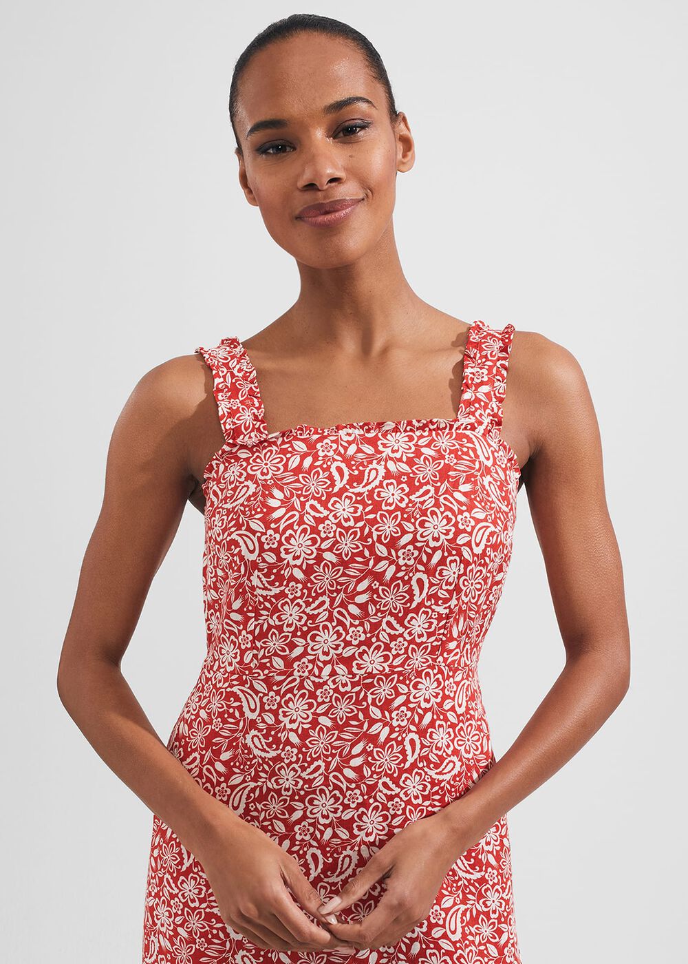 Tabitha Dress, Clay Red Ivory, hi-res