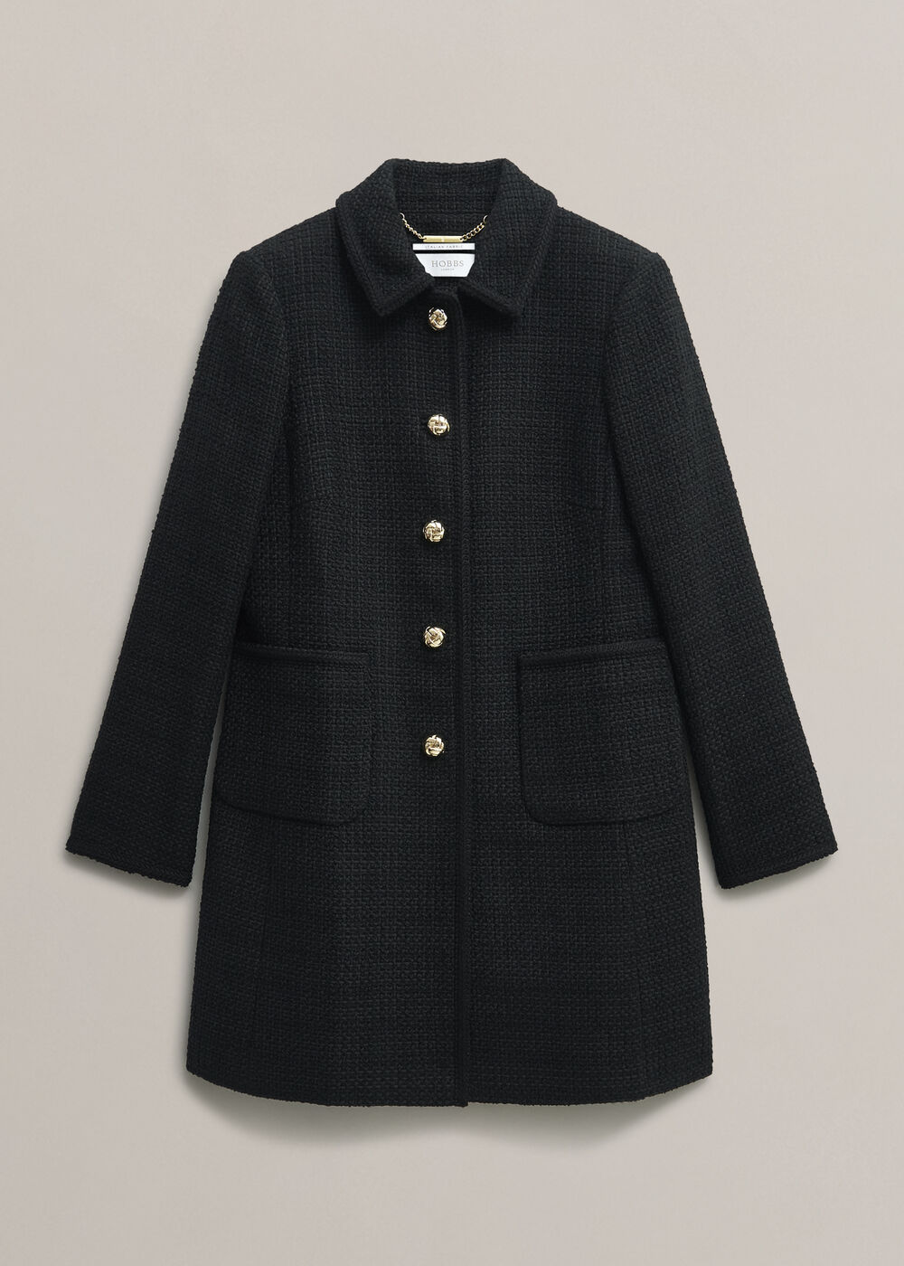 Evangeline Tweed Coat, Black, hi-res