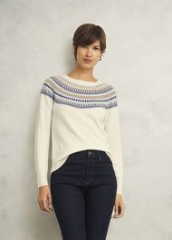 Greta Fairisle Jumper with Cashmere, Ivory Multi, hi-res