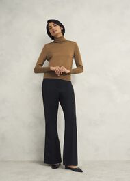 Clarendon Wool Silk Roll Neck Jumper, Classic Vicuna, hi-res