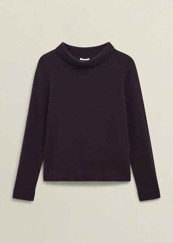 Brown Audrey Cashmere Blend Roll Neck Sweater