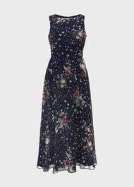 Carly Floral Fit And Flare Dress, Navy Multi, hi-res