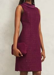 Milan Tweed Clutch Bag, Warm Plum, hi-res